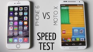 iPhone 6 vs Moto X 2nd Gen Speed Test [upl. by Ellenahc]