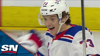 Rangers Matt Rempe Scores First Career NHL Goal Off Leg Deflection In Front [upl. by Mayes]