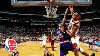 Scottie Pippen dunks on Patrick Ewing then taunts Spike Lee  ESPN Archives [upl. by Neelyak187]