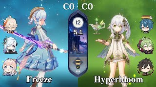 C0R1 Ayaka Freeze amp C0R1 Nahida Hyperbloom  Spiral Abyss 51  Genshin Impact [upl. by Plate]