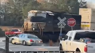 Raw video Train crashes into car in Georgia as driver escapes just before impact [upl. by Seys]