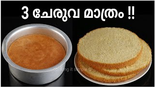 3 ചേരുവ മാത്രം മതി  3 ingredient vanilla sponge cake recipe malayalam cooking it simple cake [upl. by Dnalor]