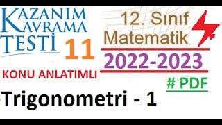 12 Sınıf  Kazanım Testi 11  Matematik  2022 2023  Trigonometri 1  AYT Matematik  EBA  OGM [upl. by Eeresid]