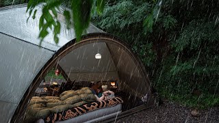 Solo Camping in the heavy rain lying on the bed in a cozy tent and relaxing time [upl. by Akehsay49]