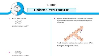 9SINIF 1DÖNEM 1YAZILI ORİJİNAL YAYINLARI MATEMATİK SORU ÇÖZÜMLERİ PDF [upl. by Iong256]