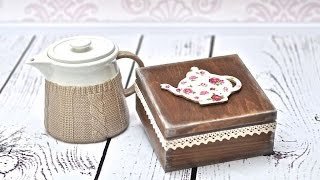 DECOUPAGE pudełko na herbatę  DIY TUTORIAL [upl. by Roselia159]