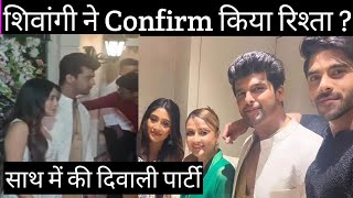 Shivangi Joshi ने Confirm किया रिश्ता Kushal Tandon के हाथों में हाथ डाले की Diwali party [upl. by Anotyal]