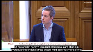 Jacob Marks brandtale i Folketinget under forespørgselsdebatten om Muhammedtegningerne 4 marts 2021 [upl. by Nodroj29]