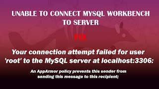 UBUNTU FIX Your connection attempt failed for user root to the MySQL server at localhost3306 [upl. by Carroll502]