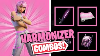 HARMONIZER COMBOS  FORTNITE SKIN REVIEW [upl. by Naginarb]