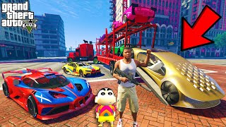 Franklin Delivering GODILLIONAIRE SUPER CARS in GTA 5  SHINCHAN and CHOP [upl. by Crispa433]