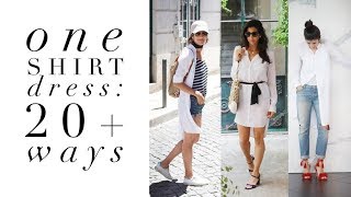 One Shirt Dress 20 Ways  How to Style Basics  Capsule Closet [upl. by Hakvir]