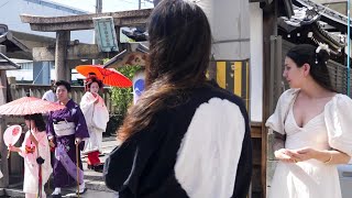 舞妓さんより珍しい！京都、太夫道中に遭遇した外国人観光客が夢中になる！花魁道中、海外の反応 [upl. by Ltsyrk]