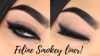 Easy SMOKEY CAT EYE tutorial using KOHL  Lakme eyeconic insta cool kajal  Arabic graphic eyeliner [upl. by Quintina]