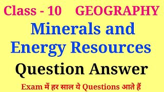 Minerals and energy resources question answer  minerals and energy resources important questions [upl. by Ilehs]