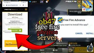 how to get activation code of ob47 free fire advance server  freefire ffadvanceserver [upl. by Ahsuoj]