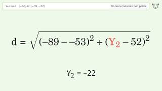 Find the distance between two points p1 5352 and p2 8922 StepbyStep Video Solution [upl. by Huskey706]