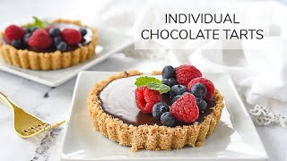 Individual Chocolate Tarts  No Bake Recipe [upl. by Wilhelmina56]