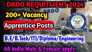 DRDO requitment 2024  latest government jobs in drdo  free job alert  jobs decoding [upl. by Naitsabas837]