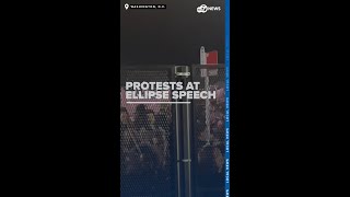 Protesters escorted out during Kamala Harris ellipse speech [upl. by Arihat]