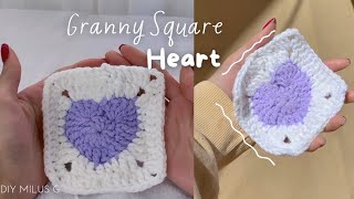 CROCHET HEART GRANNY SQUARE STEP BY STEP  CUADRADO DE CORAZÓN A CROCHET TUTORIAL PASO A PASO [upl. by Aseeral]