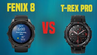 Garmin Fenix 8 vs Amazfit TRex Pro  Full Specs Compare Smartwatches [upl. by Yentroc]