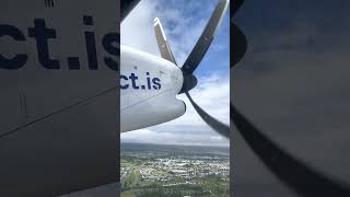 Icelandair DHC8200 Turboprop Takeoff from Akureyri Airport AKY [upl. by Eerhs]