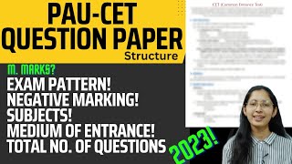 PAU CET Question Paper Structure  Maximum Marks Medium Subjects Agriculture Questions Ayenge [upl. by Ayahs]