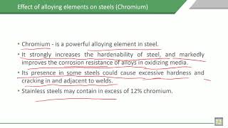 Material Science  1  C8L13  Effect of alloying elements on steel Chromium and Nickel [upl. by Nois]