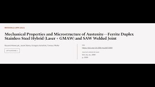 Mechanical Properties and Microstructure of Austenite—Ferrite Duplex Stainless Steel   RTCLTV [upl. by Dimitri]