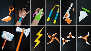 12 Cool Origami Paper Weapons Easy to make at home [upl. by Lamag]