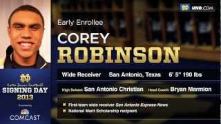 Corey Robinson  2013 Notre Dame Football Signee [upl. by Meir]