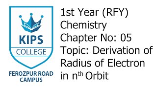 Derivation of Radius of Electron in nth Orbit  1st Year Chemistry  Chapter no 05 [upl. by Namso803]