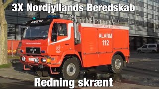 Nordjyllands Beredskab STÅLBORG redning skrænt brandbil i udrykning Fire truck respond [upl. by Amoeji721]