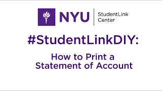 Printing Your NYU Bill  StudentLinkDIY [upl. by Amarette787]