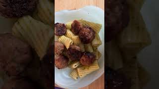 Aidells Pineapple chicken meatballs amp Pesto on a bed of rigatoni pasta pesto chickenmeatball [upl. by Snehpets]