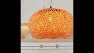 Bamboo Pendant Lamp Handwoven Light Shade Hanging Basket Flexible Restaurant Lighting [upl. by Itnavart955]