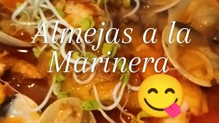 almejas con langostino 🦐 y merluza a la marinera una receta Rica rica [upl. by Nameerf918]