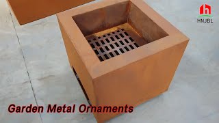 Outdoor Garden Metal Ornaments Fire Pit 2mm Thickness Corten Steel [upl. by Enovad121]