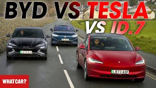 NEW BYD Seal vs Tesla Model 3 vs VW ID7 – best EV  Road trip costs compared  What Car [upl. by Atniuqal]