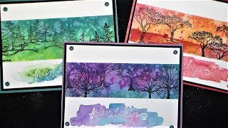 Easy Inky Treescape Friendship Cards Plus bonus stamp storage tips [upl. by Germaun]