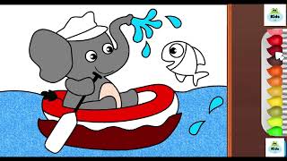 Colorful Elephant amp Fish Drawing For Kids Painting and Coloring For Kids Toddlers  Paint Together [upl. by Neleag]