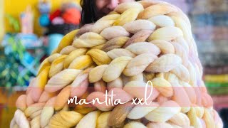 Mantita o piecera de vellón  manta nórdica tejido XXL paso a paso tutorial [upl. by Solram]