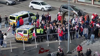 FFK supportere på vei til Fredrikstad Stadion 4K Drone [upl. by Romito]