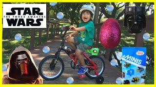 Ryan Ride Bike in the Park while opening surprise Eggs [upl. by Milburn676]