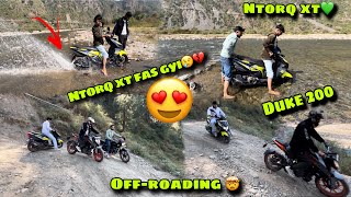 Kya ho gya ye 😢💔  Ntorq xt offroading🤯duke 200 saplendar offroading  nadi me fas gyi Ntorq [upl. by Gauthier]