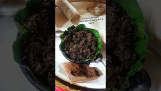 Greens stir fried Enset false banana leaf amp Injera food plantbased healthymeal africa injera [upl. by Klatt]