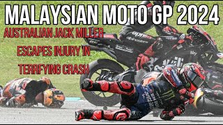 Malaysian Moto GP 2024 2nd Corner Crash in Sepang International Circuit [upl. by Kinsley]