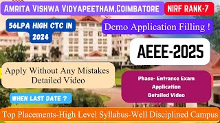 AEEE2025Amrita Vishwa VidyapeethamEntrance Exam Demo Application FillingCoaching for ExamDinesh [upl. by Irahk]