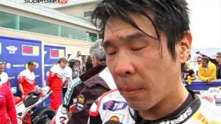 Superbike TV Interview to Noriyuki Haga Salt lake City 16th May 2010 [upl. by Parnell]